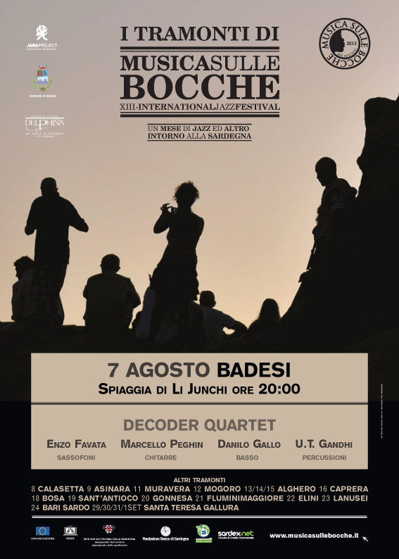 Decoder Quartet live nella spiaggia sarda Li Junchi per “Tramonti di Musica”, 7 agosto, Badesi