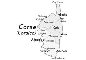 Corsica - cartina con città