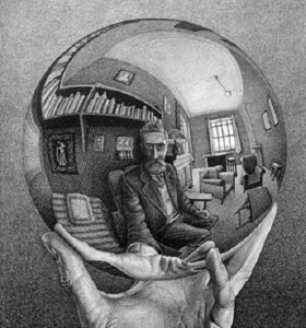 Escher, Mano con sfera riflettente, 1935