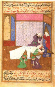 La morte di Maometto - Miniatura presente nel manoscritto ottomano del Siyar-i Nebi