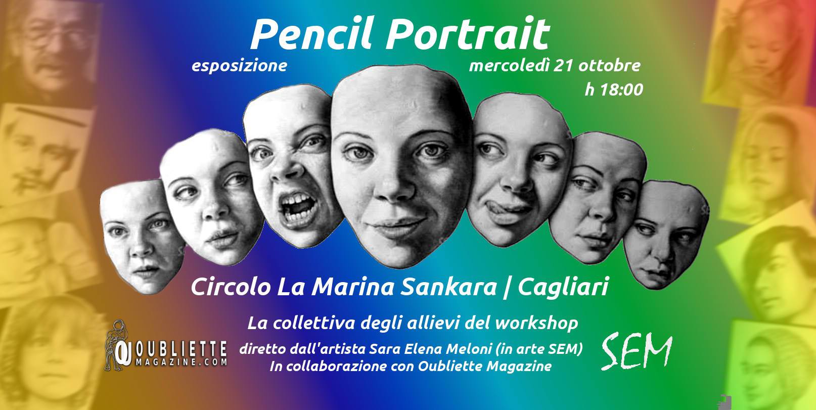 Pencil Portrait: la collettiva degli allievi del workshop, 21 ottobre 2015, Circolo La Marina Sankara, Cagliari