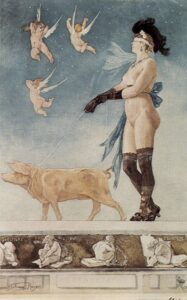 Pornokratès - Painting by Félicien Rops - 1878