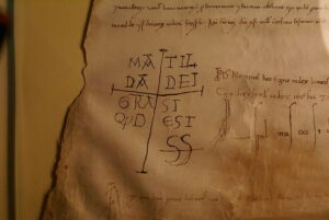 Sottoscrizione autografa di Matilde - Matilda, Dei gratia si quid est. Subscripsit - giugno 1107