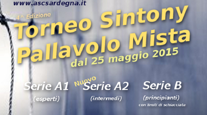 Quarta edizione del “Torneo Sintony” di pallavolo mista amatoriale a Cagliari: scadenza iscrizione 23 maggio 2015