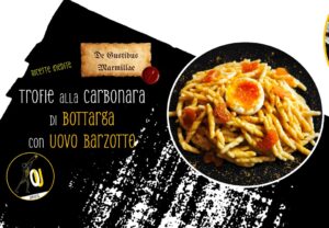Trofie alla carbonara di bottarga con uovo barzotto De Gustibus Marmillae